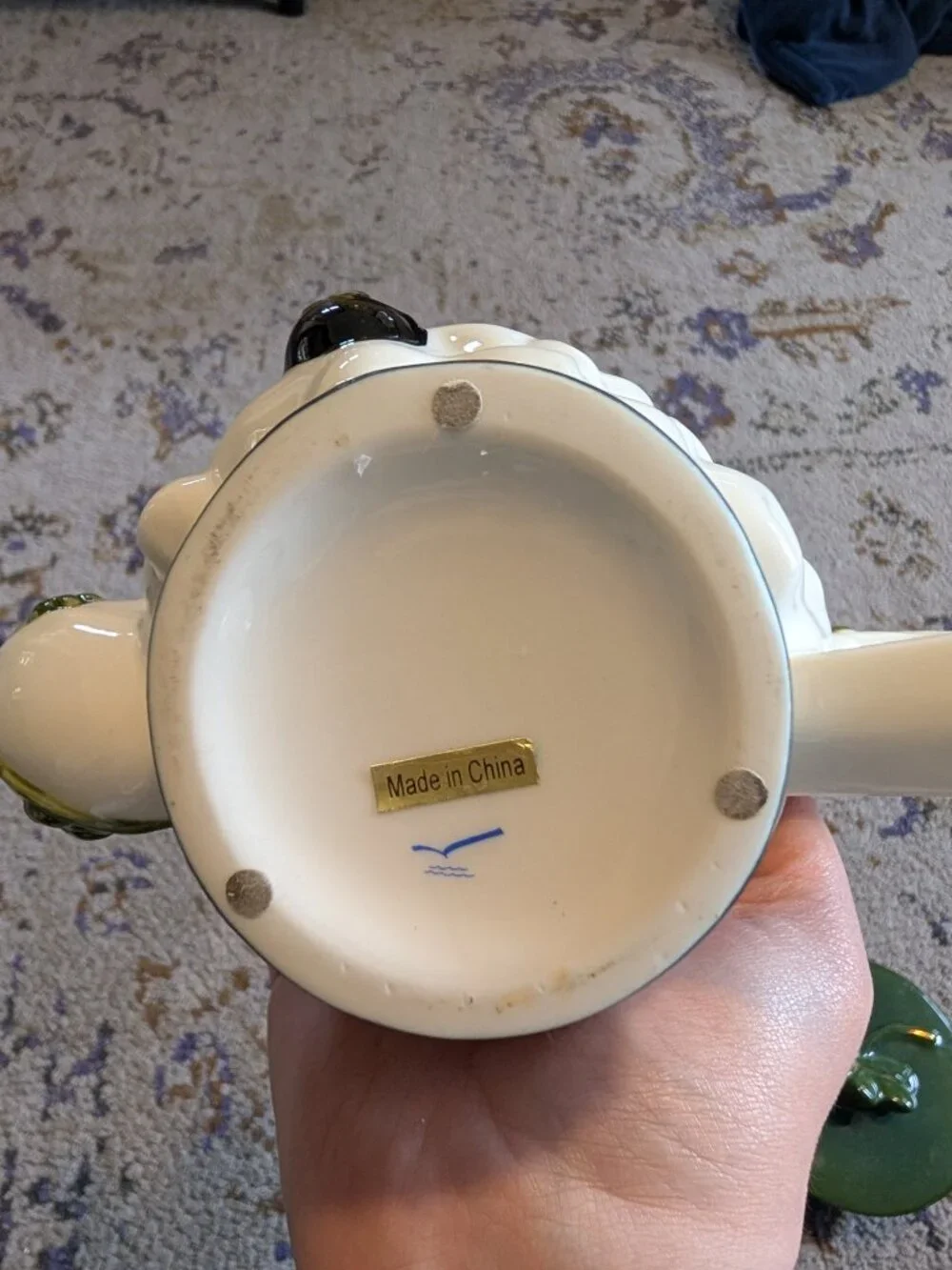 Vintage Enesco Leprechaun with Pipe Tea Pot Harp Shamrock Horseshoe Accents